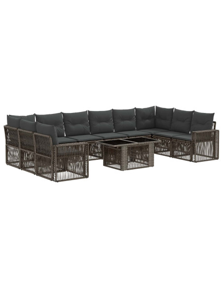 Set Divano da Giardino 11 pz Grigio e Grigio Scuro polyrattan