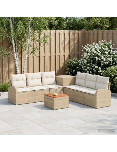 Set di divani 8 pz Beige e Bianco Crema