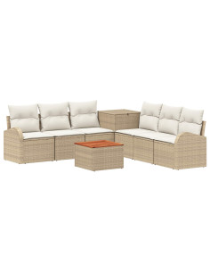 Set di divani 8 pz Beige e Bianco Crema 2
