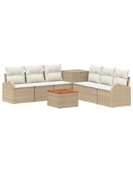 Set di divani 8 pz Beige e Bianco Crema