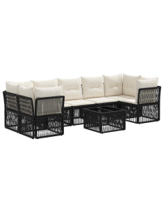 Set Divano da Giardino 8 pz Nero polyrattan 2