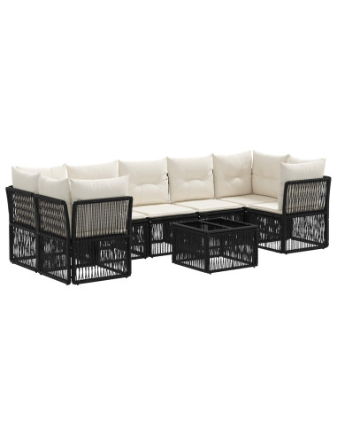 Set Divano da Giardino 8 pz Nero polyrattan