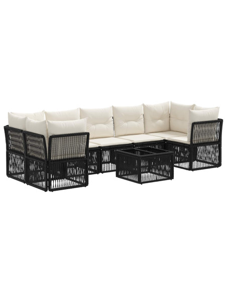 Set Divano da Giardino 8 pz Nero polyrattan
