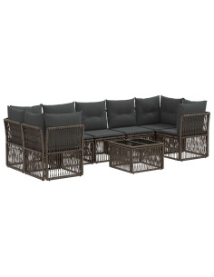 Set Divano da Giardino 8 pz Grigio polyrattan 2
