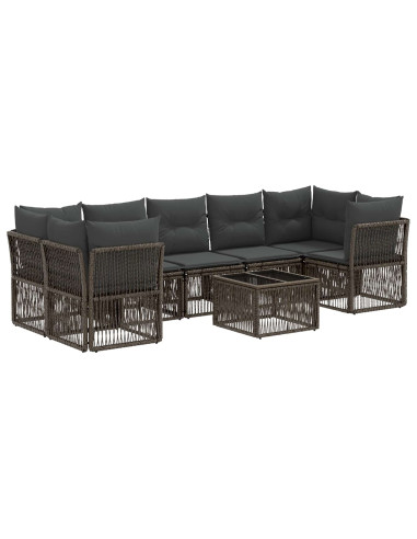 Set Divano da Giardino 8 pz Grigio polyrattan