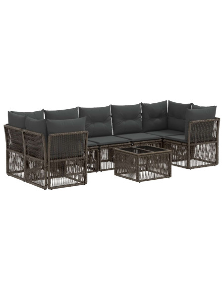 Set Divano da Giardino 8 pz Grigio polyrattan