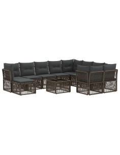 Set Divano da Giardino 11 pz Grigio polyrattan 2