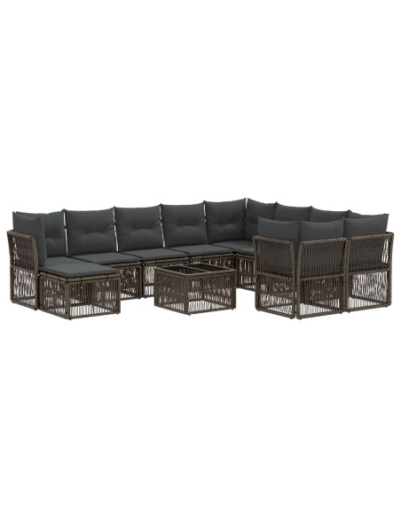 Set Divano da Giardino 11 pz Grigio polyrattan