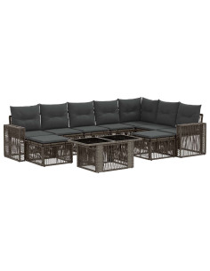 Set Divano da Giardino 10 pz Grigio e Grigio Scuro polyrattan 2