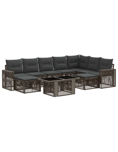 Set Divano da Giardino 10 pz Grigio e Grigio Scuro polyrattan