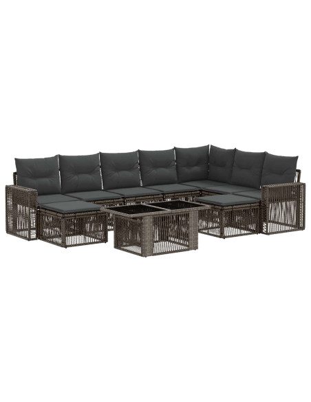 Set Divano da Giardino 10 pz Grigio e Grigio Scuro polyrattan