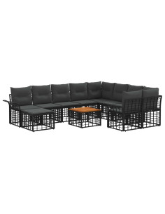 Set di divani da esterno 11 pz Nero e Grigio scuro polyrattan 2