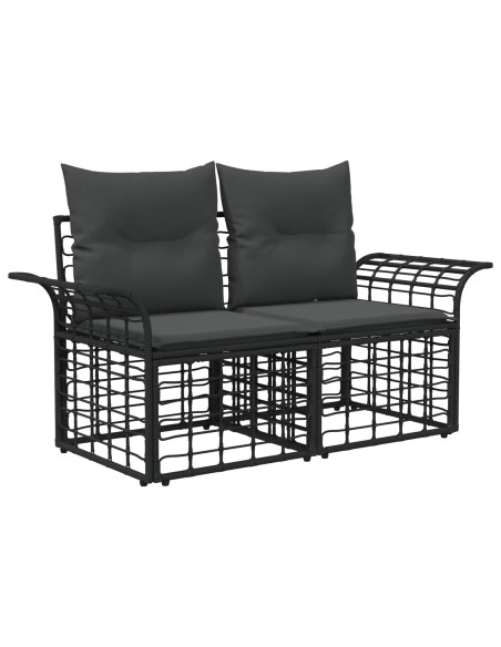 Set di divani da esterno 11 pz Nero e Grigio scuro polyrattan