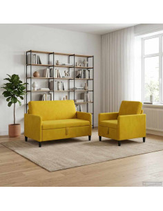 Set di Divani con Storage 2 pz Giallo Poliestere