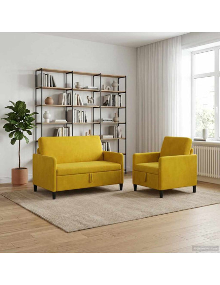 Set di Divani con Storage 2 pz Giallo Poliestere