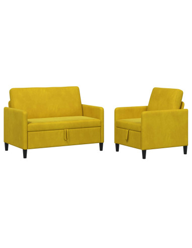 Set di Divani con Storage 2 pz Giallo Poliestere