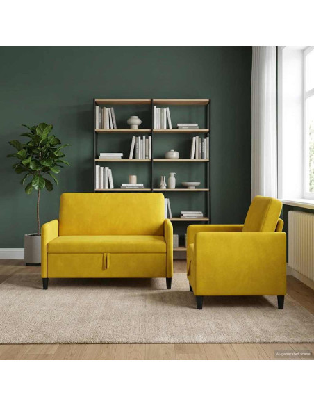 Set di Divani con Storage 2 pz Giallo Poliestere
