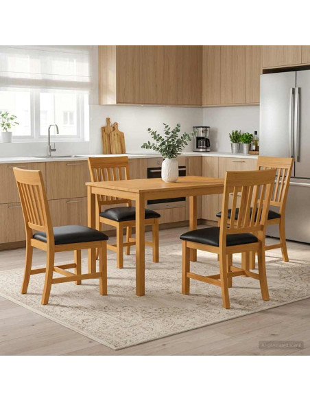 Set da pranzo 5 pz Nero Legno di Quercia Massello