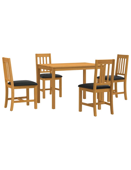 Set da pranzo 5 pz Nero Legno di Quercia Massello