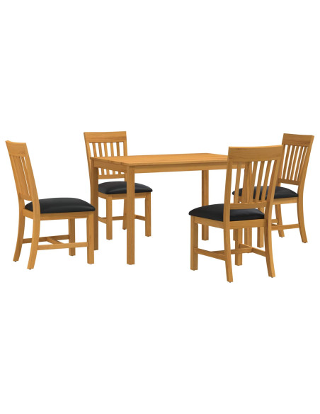 Set da pranzo 5 pz Nero Legno di Quercia Massello