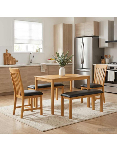 Set da pranzo 5 pz Nero Legno di Quercia Massello