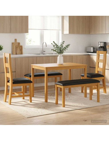 Set da pranzo 5 pz Nero Legno di Quercia Massello