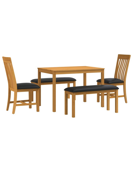 Set da pranzo 5 pz Nero Legno di Quercia Massello
