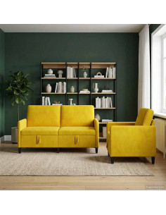 Set di Divani con Storage 2 pz Giallo Poliestere