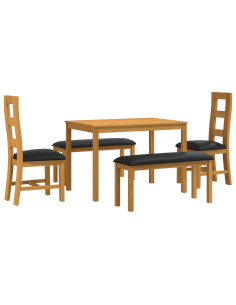 Set da pranzo 5 pz Nero Legno di Quercia Massello 2