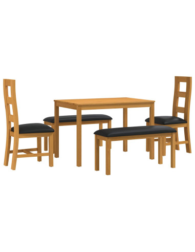 Set da pranzo 5 pz Nero Legno di Quercia Massello