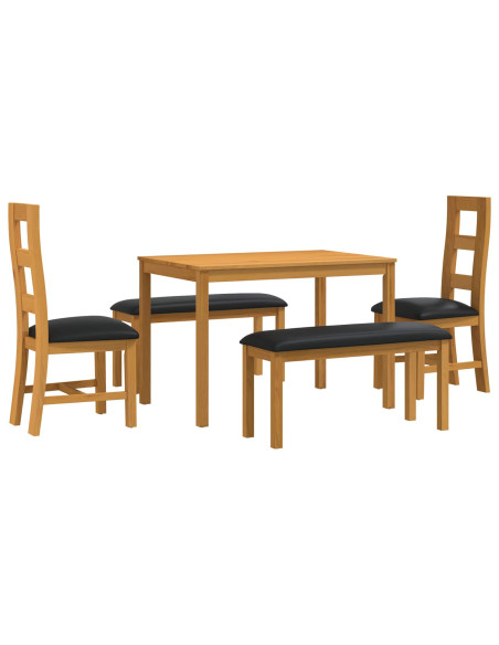 Set da pranzo 5 pz Nero Legno di Quercia Massello