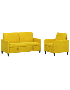 Set di Divani con Storage 2 pz Giallo Poliestere 2