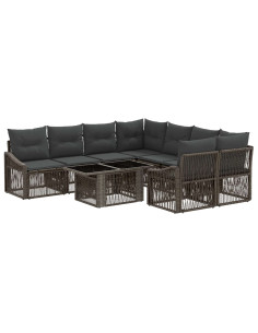 Set Divano da Giardino 9 pz Grigio e Grigio Scuro polyrattan 2