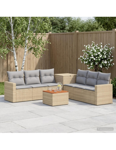 Set di divani 8 pz Beige e Grigio Chiaro