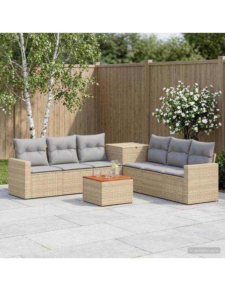Set di divani 8 pz Beige e Grigio Chiaro