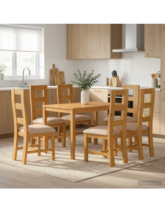 Set da pranzo 7 pz Grigio Legno di Quercia Massello