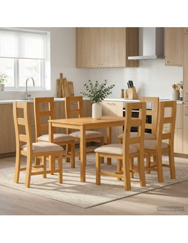 Set da pranzo 7 pz Grigio Legno di Quercia Massello
