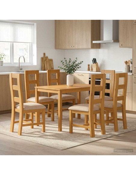 Set da pranzo 7 pz Grigio Legno di Quercia Massello
