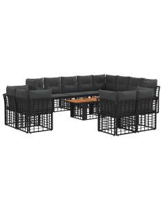 Set Divano da Giardino 13 pz Nero e Grigio scuro polyrattan 2