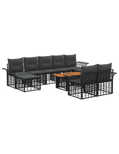 Set Divano da Giardino 10 pz Nero e Grigio scuro polyrattan 2