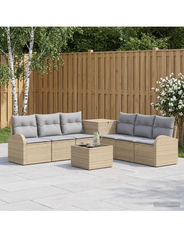 Set di divani 8 pz Beige e Grigio Chiaro