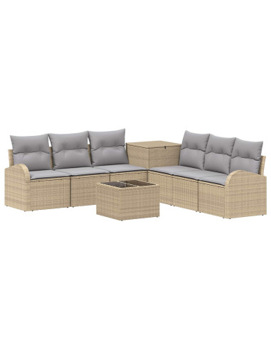 Set di divani 8 pz Beige e Grigio Chiaro