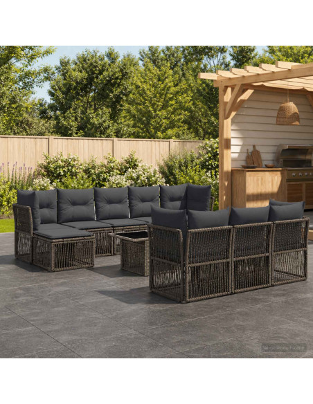 Set Divano da Giardino 11 pz Grigio polyrattan