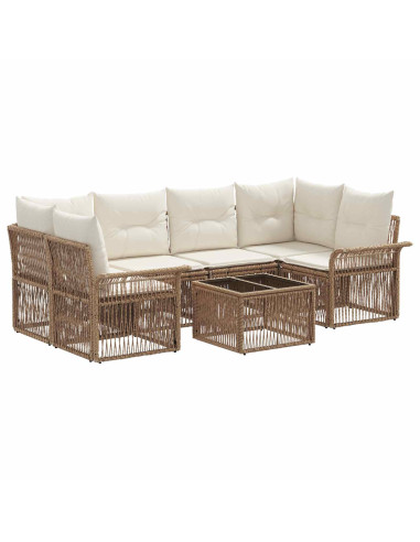 Set Divano da Giardino 7 pz Beige polyrattan