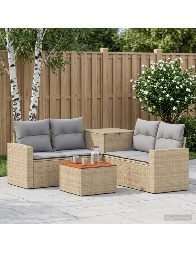 Set di divani 6 pz Beige e Grigio Chiaro