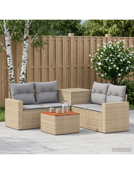 Set di divani 6 pz Beige e Grigio Chiaro