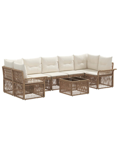 Set Divano da Giardino 8 pz Beige polyrattan
