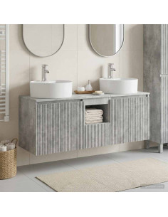 Set di Armadi da Bagno 3 pz Grigio Cemento 49,5 x 44,5 x 65 cm