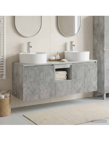 Set di Armadi da Bagno 3 pz Grigio Cemento 49,5 x 44,5 x 65 cm