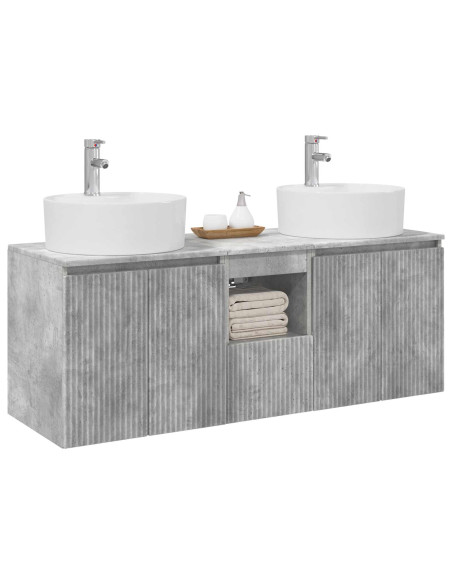 Set di Armadi da Bagno 3 pz Grigio Cemento 49,5 x 44,5 x 65 cm